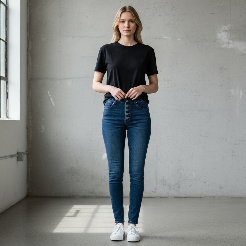 Paige Hoxton Ankle Jeans 29 Dark Blue Button Fly Skinny Designer Transitional